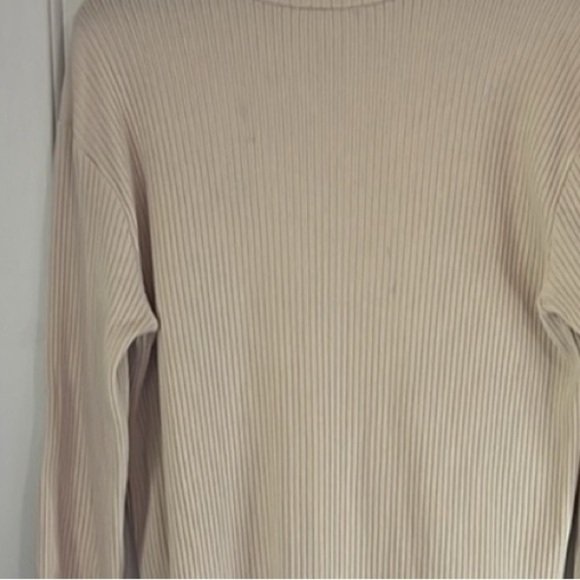Reformation | Long Sleeve Mock Neck Ribbed Mini Dress Size XL Cream Neutral - Picture 11 of 11